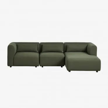 Sofa Modułowy Z Prawym Szezlongiem, 3-częściowy Fogler Chenille Salvia Zieleń - Sklum