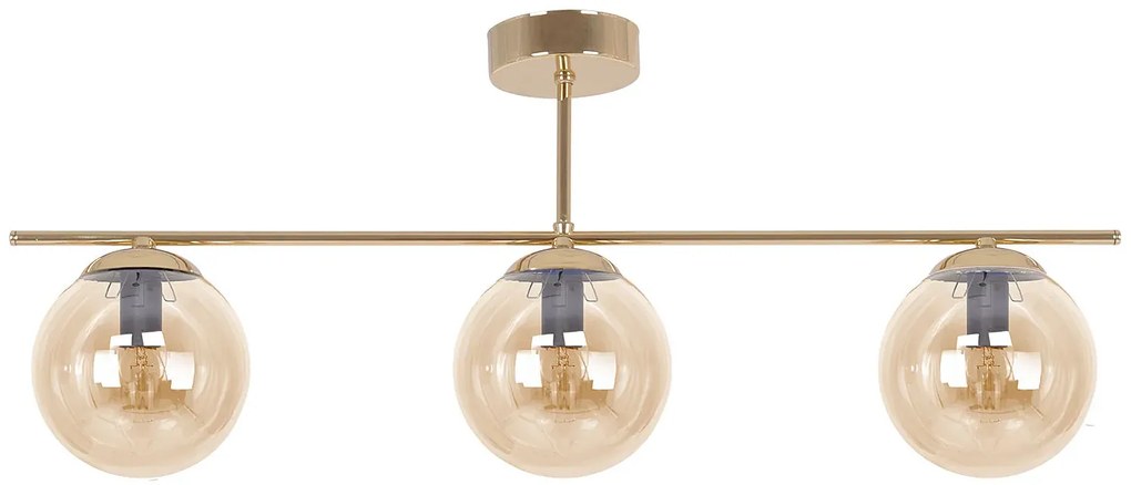 Złoto-bursztynowa trzypunktowa lampa sufitowa - A672-Didaro