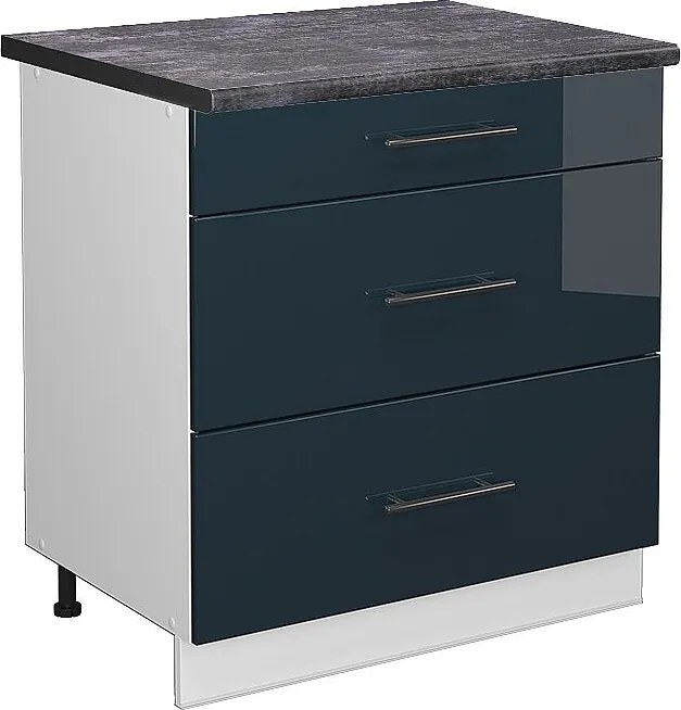 Szafka dolna do kuchni ciemnoniebieski wysoki połysk 80x60x82 fame-line