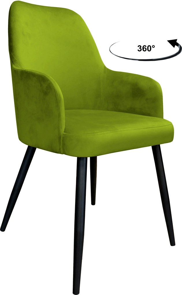Krzesło WESTA tkanina Welur noga metalowa elegancki styl loftowy : Kolor nogi - Czarna stożek, Kolor tkaniny - VELVET - BL75, Typ siedziska - Siedzisko obrotowe 360°