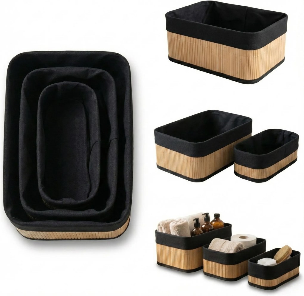 Zestaw bambusowych koszyków do przechowywania VINNO