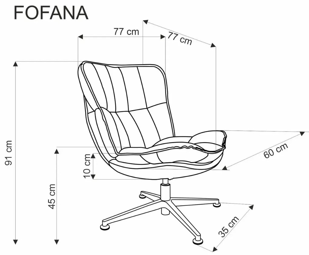 Fotel tapicerowany FOFANA kremowy obracany HALMAR