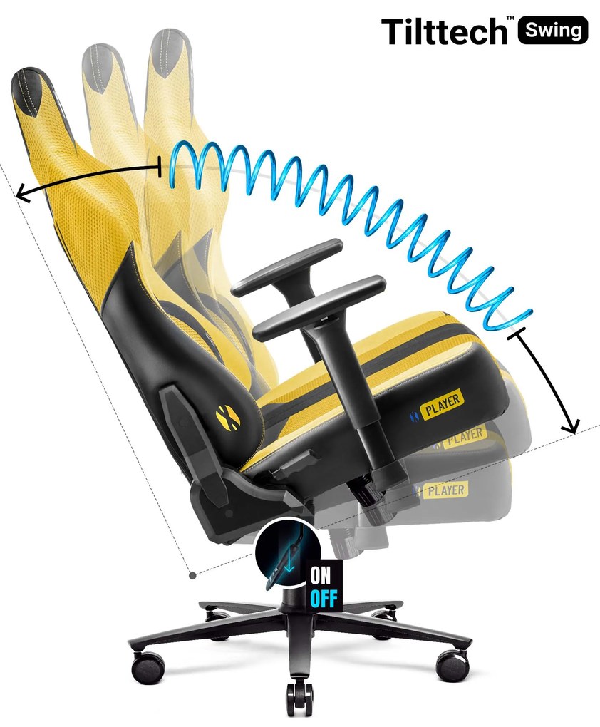 Materiałowy fotel gamingowy Diablo X-Player 2.0 Normal Size, Dark Sunflower
