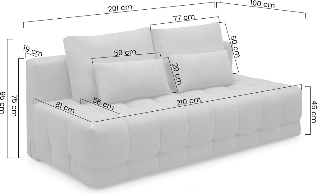 Kanapa Tuko rozkładana z pojemnikiem - zielona dzianina Freya 210-09