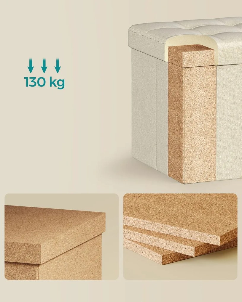 Stołek ze schowkiem OTTOMAN 30x30 cm, kremowy