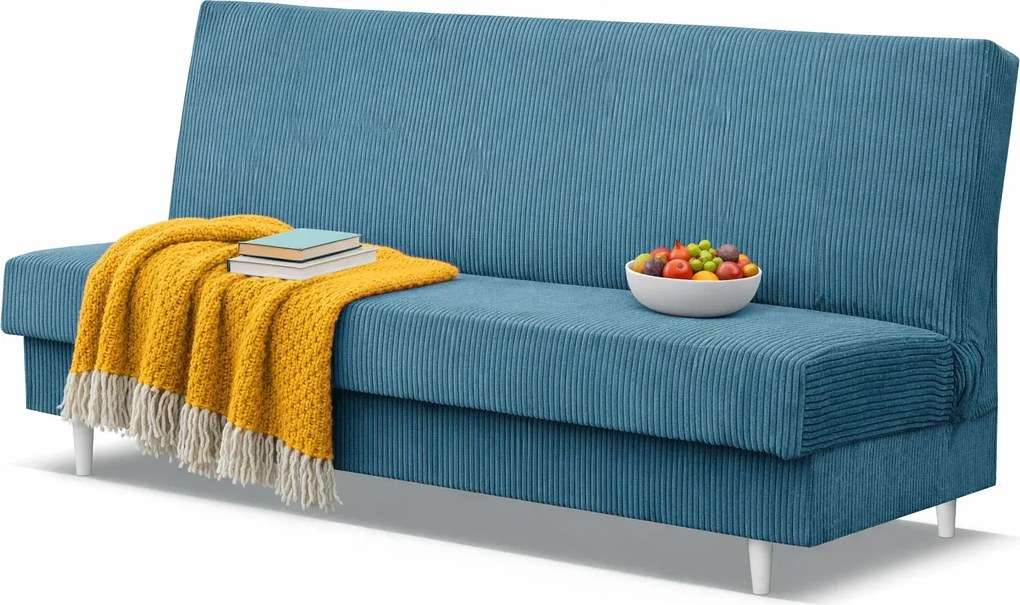 Niebieska tapicerowana kanapa z funkcją spania T0-T70