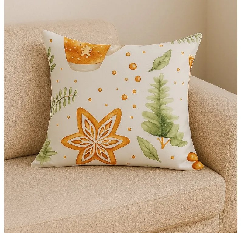 Poszewka na poduszkę z mikrofibry WINTER GINGERMAN 45x45 cm, biała