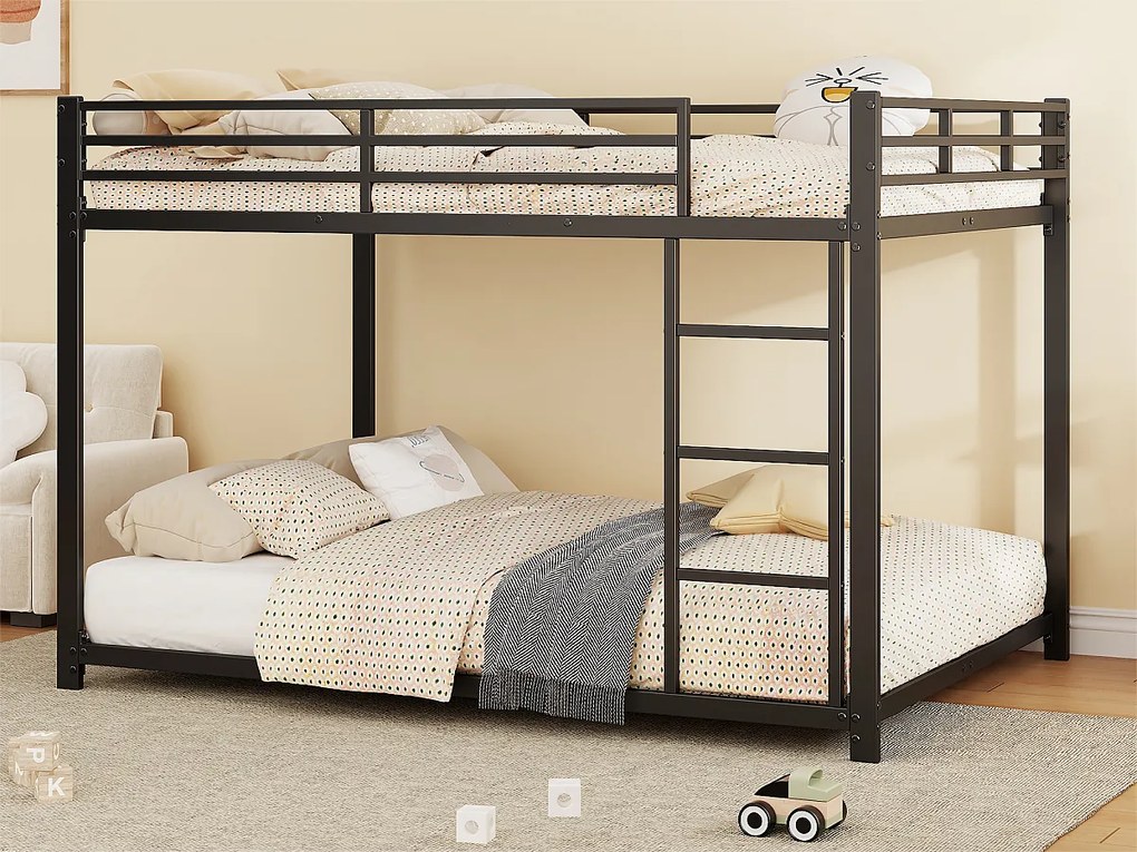 Łóżko piętrowe dla dzieci 140x200cm z metalu - Czarny