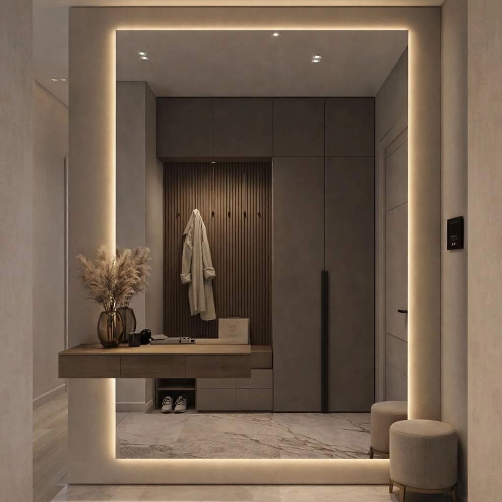 Lustro prostokątne z podświetleniem TAVA Classic XXL LED | Różne rozmiary | Różne kolory : Rozmiar - 130 x 190 cm, Wersja - bez wycięcia (wersja standard)