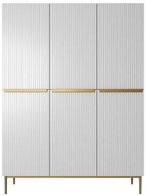 Szafa Nicole 150 cm z półkami - biały mat / złote nóżki