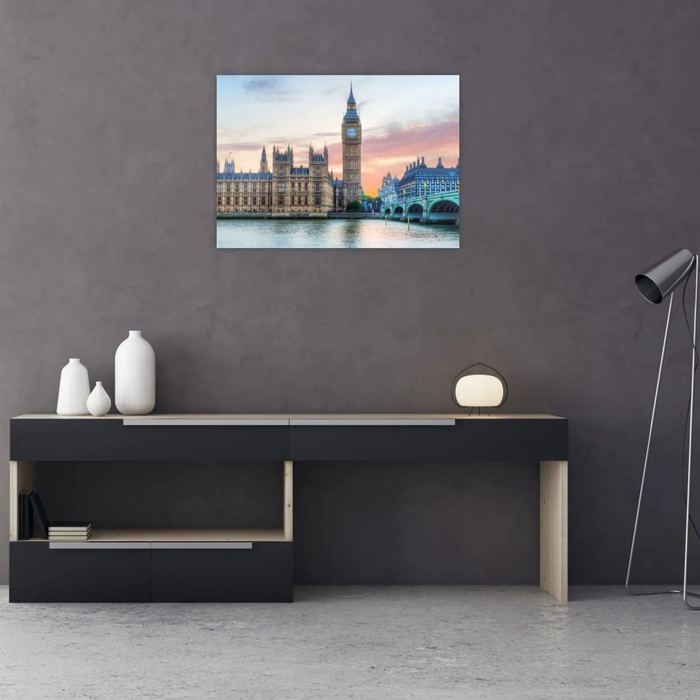 Obraz na szkle - Londyn w pastelowych kolorach (70x50 cm)