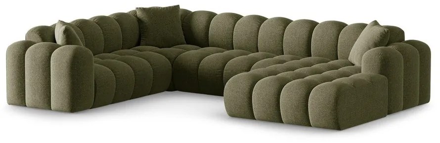 Zielony narożnik z tkaniny szenilowej (lewostronny/w kształcie litery U) Treno – Cosmopolitan Design
