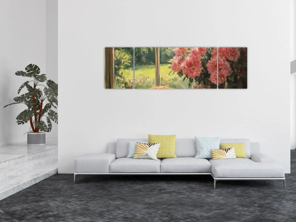 Obraz - Kot na oknie (170x50 cm)