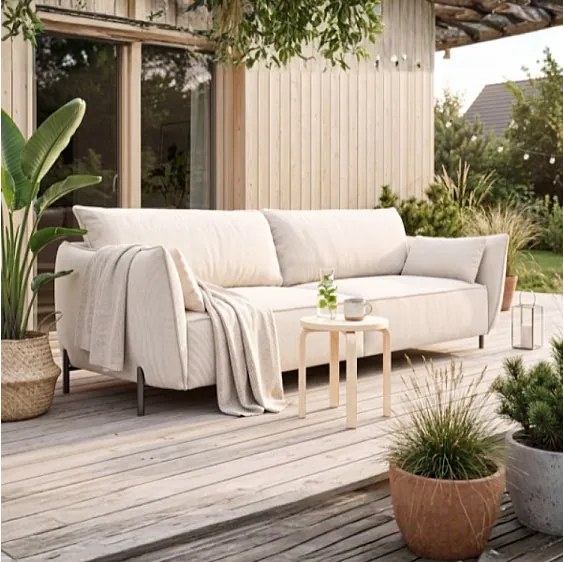 Sofa ogrodowa 3-osobowa GARDEN w tkaninie Kanaria 7002 beżowa