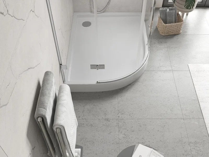 Mexen Flow+ brodzik półokrągły asymetryczny prawy 100 x 90 cm, biały połysk - 46Q109010RH