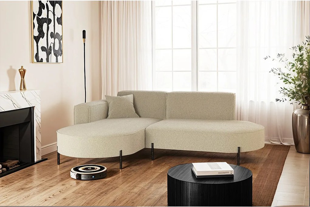 Narożnik w kształcie L Modena Rein, tkanina Quelle, Beżowy, Lewy