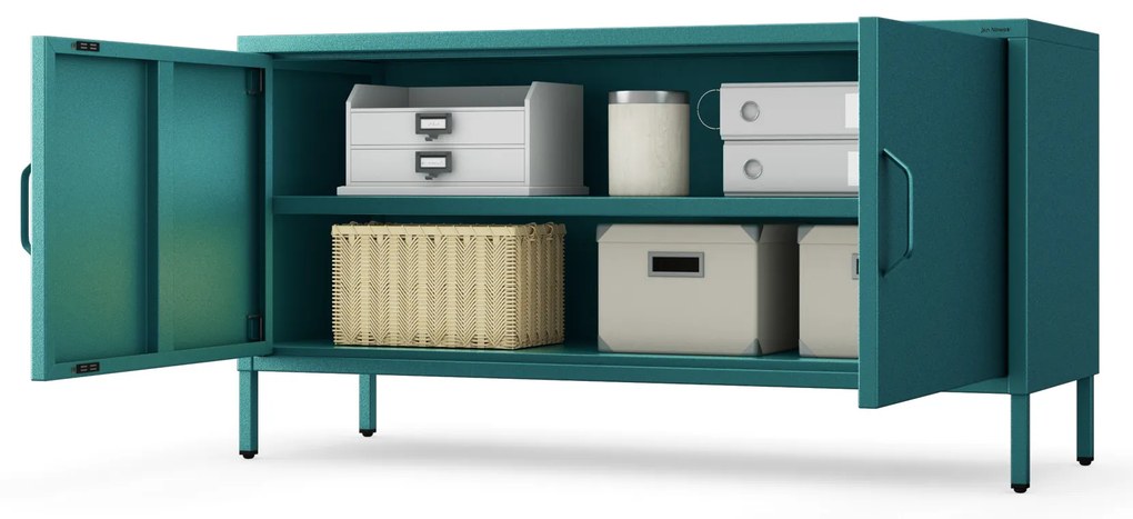 Szafka RTV metalowa na nóżkach morska, 1150x595x400 mm: ROSA Modern