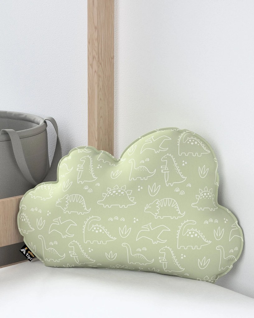 Poduszka Soft Cloud kolor zielony tkanina wzorzysta