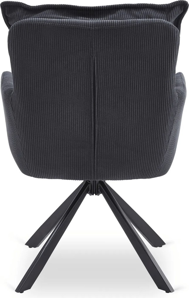 Krzesło Tapicerowane Obrotowe do Salonu CITY Czarne Sztruksowe Nowoczesne