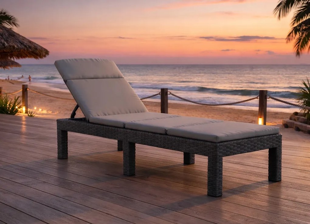 Leżak ogrodowy basenowy Aquaris SL-01C z poduszką, składany, kolor szary