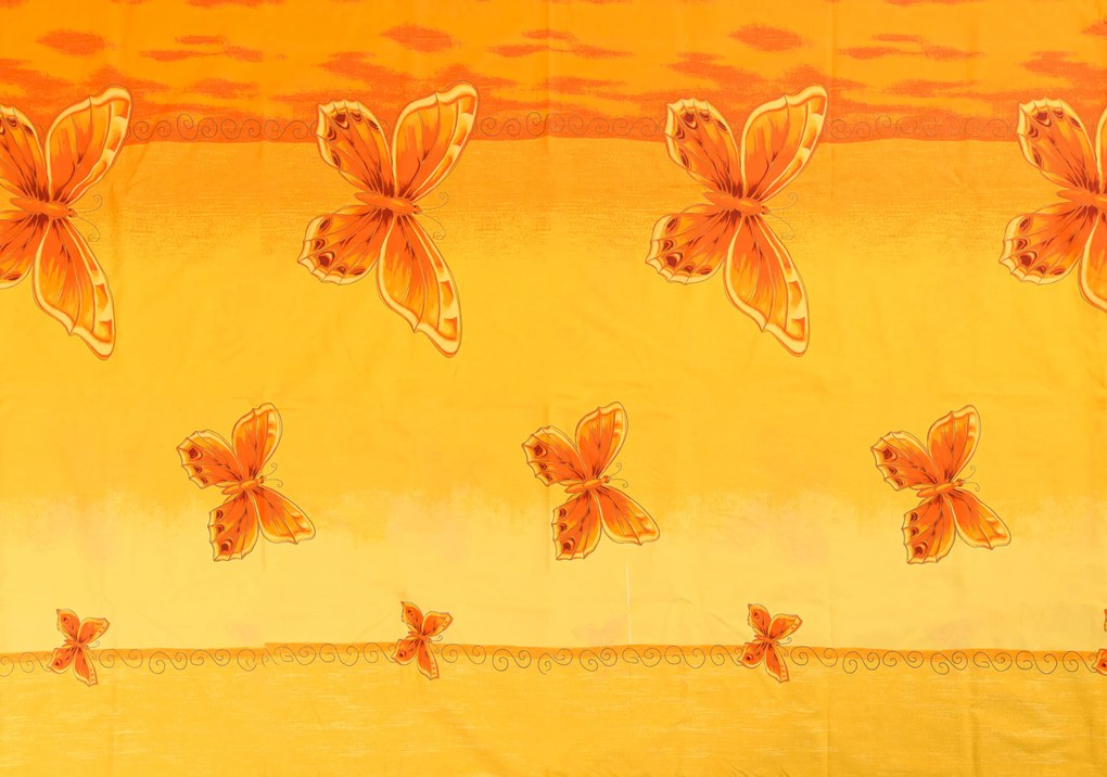 PrzytulneMieszkanie.pl PrzytulneMieszkanie.pl Pościel bawełniana ORANGE BUTTERFLY żółto-pomarańczowa Rozmiar pościeli: 70 x 90 cm | 140 x 200 cm