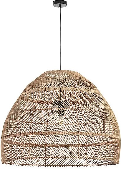 Lampa sufitowa w stylu skandynawskim VIETNAM - g?. 80 x wys. 130 cm - stal i w?ókno naturalne - czarna i ciemna wiklina - IP20-E27 - 15W - zewn?trzna