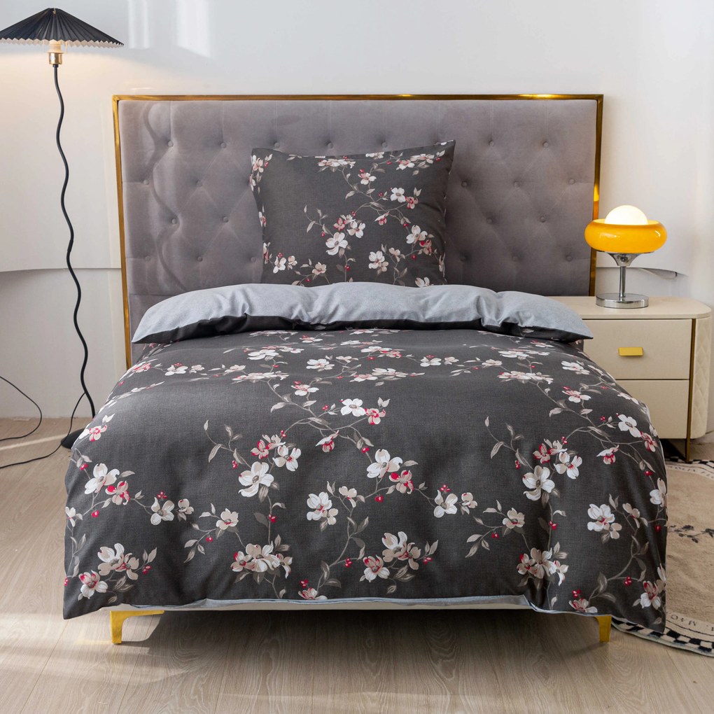 PrzytulneMieszkanie.pl PrzytulneMieszkanie.pl Pościel flanelowa BLOSSOM szara Rozmiar pościeli: 70 x 90 cm | 140 x 200 cm