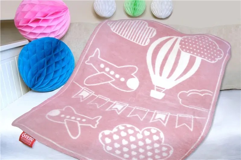 Kocyk niemowlęcy Greno 75x100 Kids Club różowy GRENO