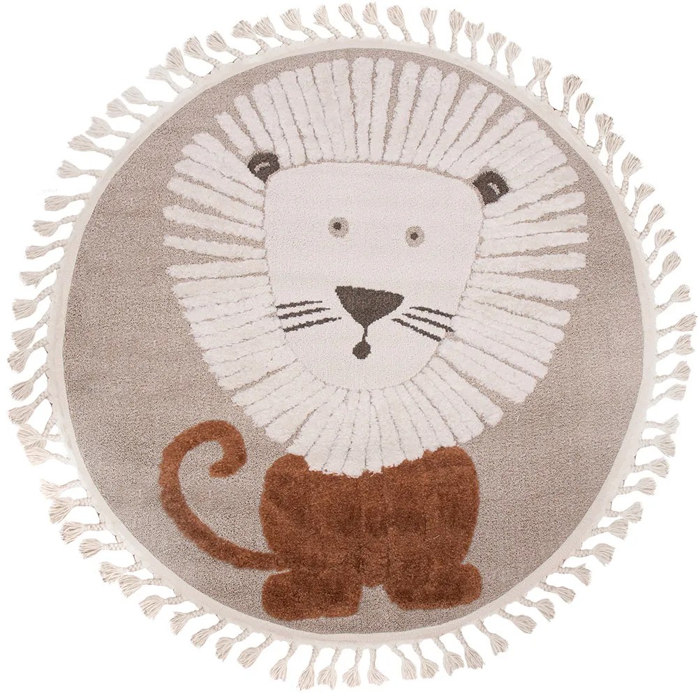 Dywan Skandi Kids Lew beżowy koło 120x120 Koło