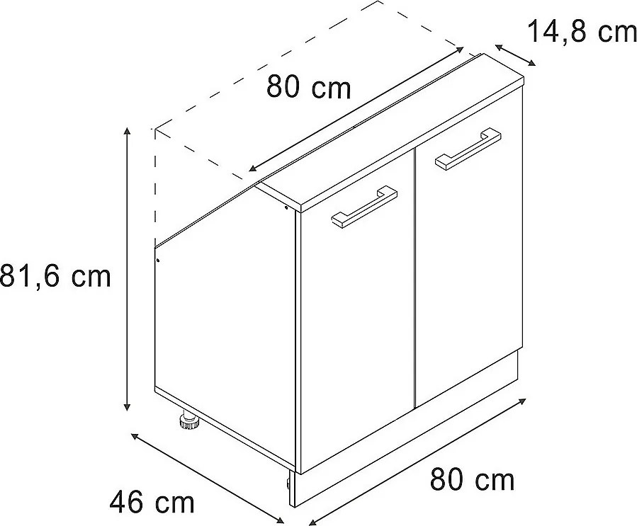 Szafka kuchenna na dach skośny czerwony połysk 80x46x81.6 r-line