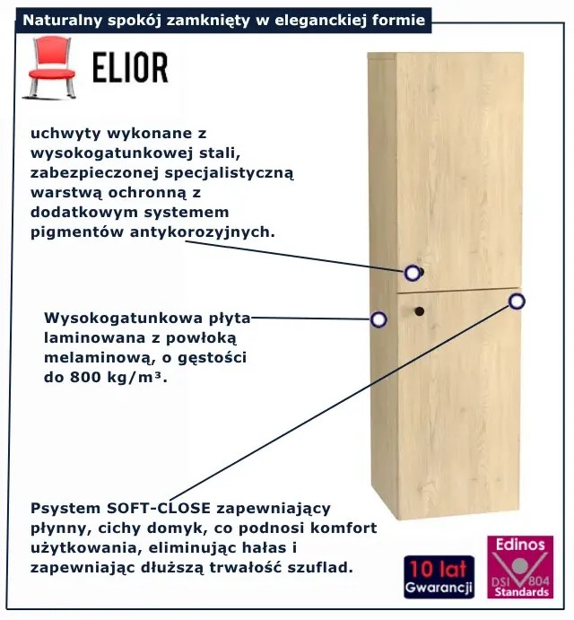 Nowoczesny wiszący słupek łazienkowy dąb cremona E6-G89