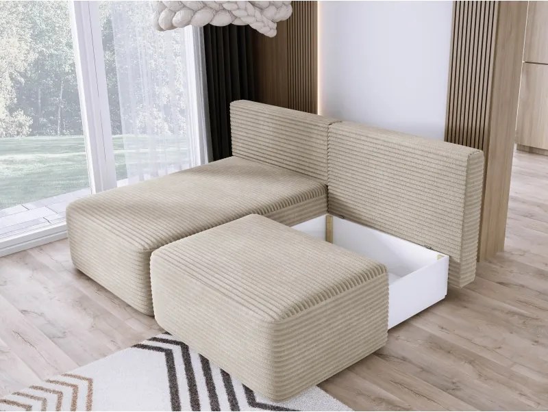 Narożnik TILIA wolnostojący układ L strona Lewa z funkcją spania w tkaninie Tilia 11