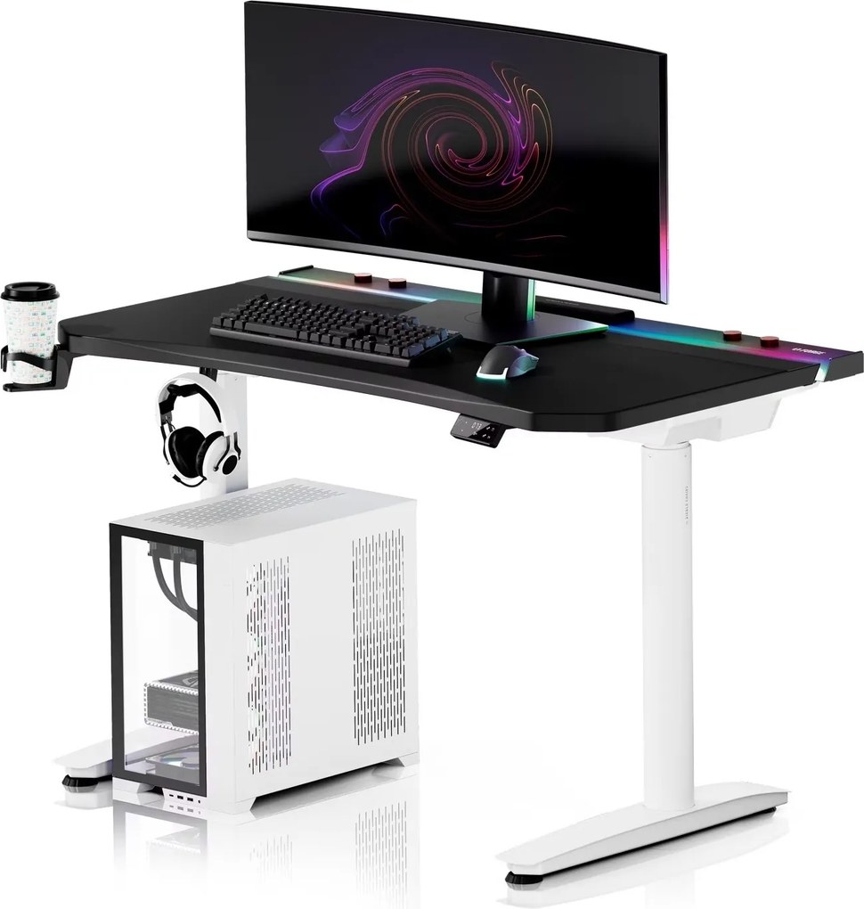 Biurko gamingowe elektryczne RGB Diablo X-Forge, 120x70 cm, czarno-białe