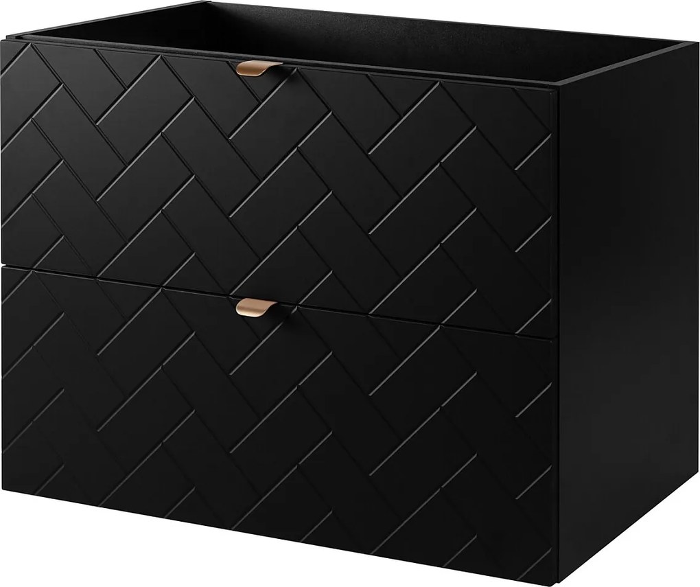 Meble łazienkowe, Czarny Mat, 80 x 57 x 46 cm, uchwyty złote