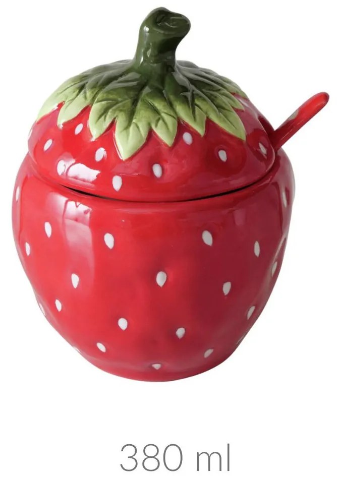 Słoik na dżem dekoracyjny truskawka STRAWBERRY, 380 ml