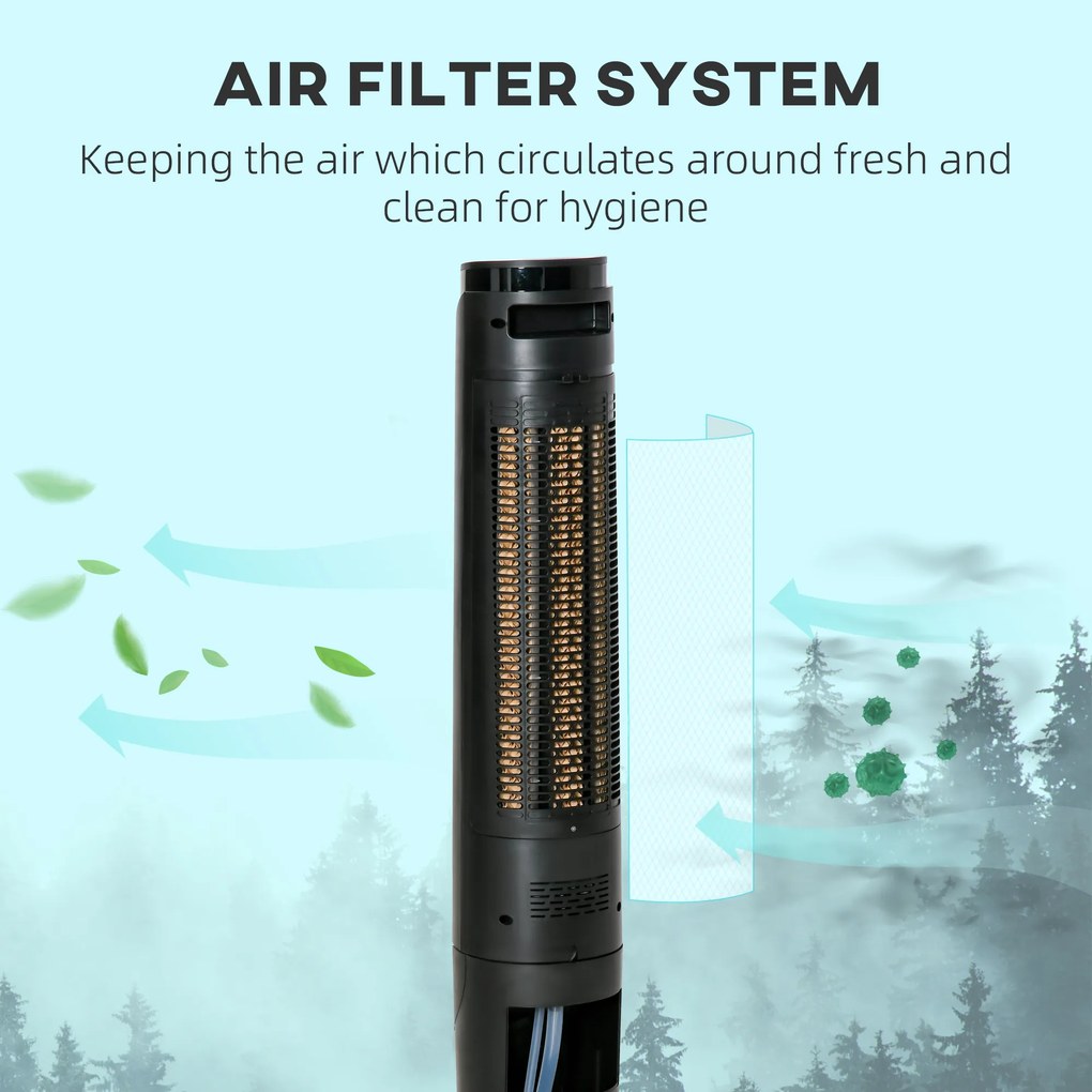 HOMCOM Klimatyzator Wieżowy z 4 Trybami, 3 Prędkościami, Timerem, Plastikowy