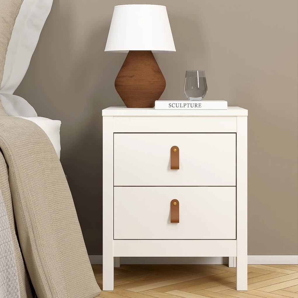 Biała szafka nocna z szufladami Madrid