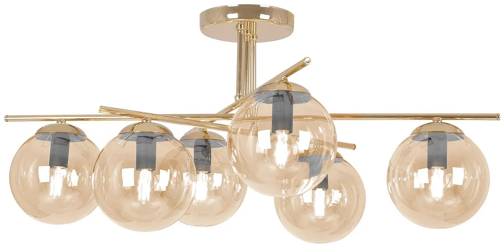 Złoto-bursztynowa duża lampa sufitowa glamour - A674-Didaro