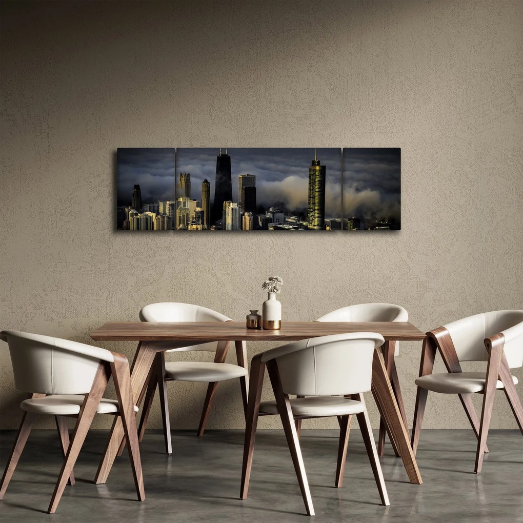 Obraz miasta w chmurach (170x50 cm)