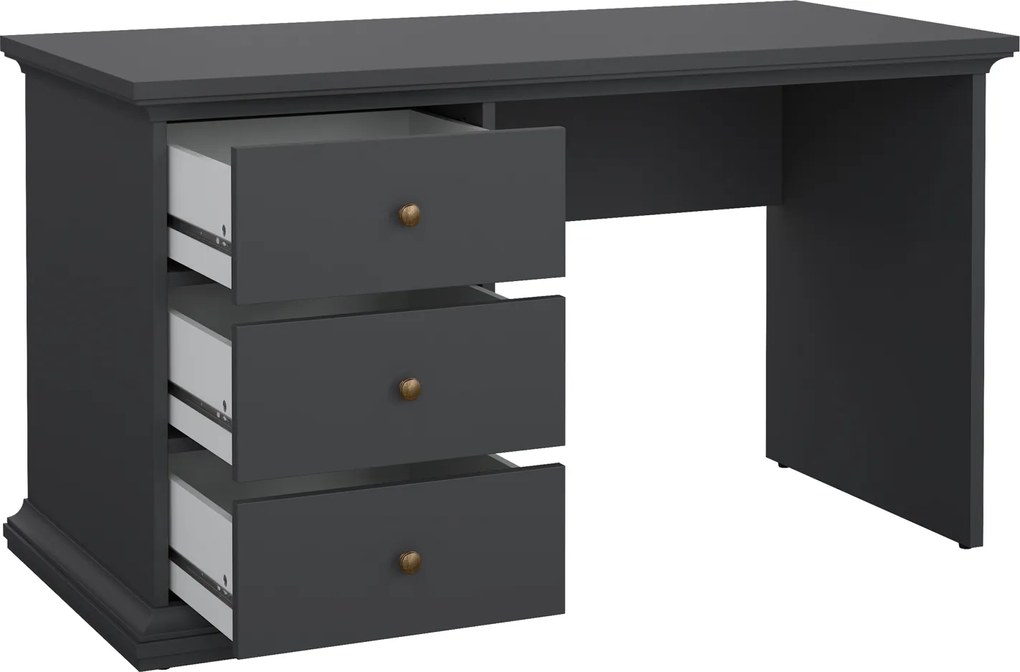 Biurko komputerowe Paris z 3 szufladami, kolor szary