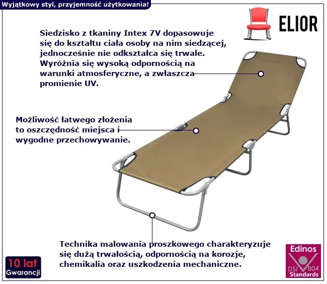 Leżak z regulowanym oparciem taupe - Dezzo