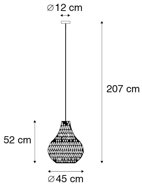 Retro lampa wisząca czarna 45 cm - Lina Drop Retro Oswietlenie wewnetrzne