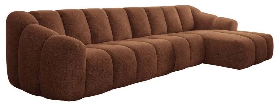 Narożnik (prawostronny/z szezlongiem) w kolorze terakoty Shell – Miuform