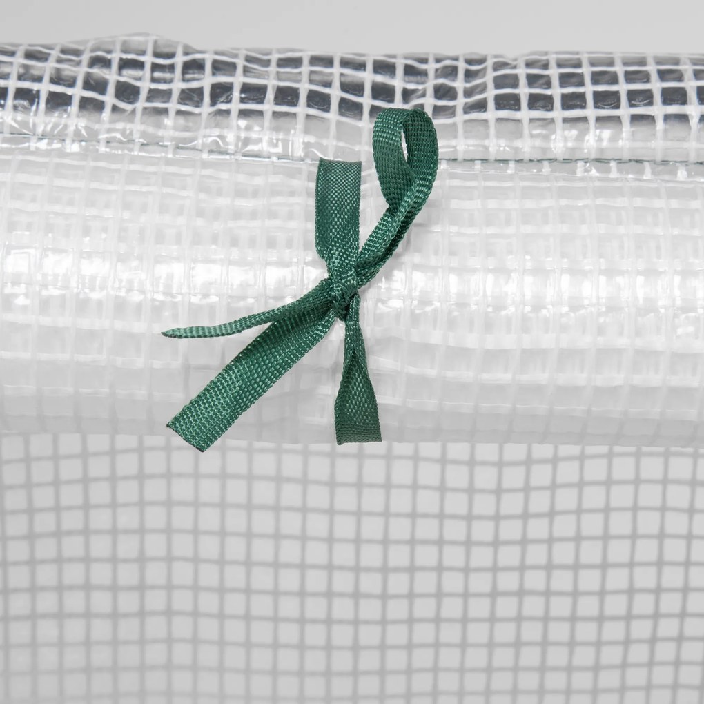 Outsunny Mini szklarnia tunelowa z 2 zamykanymi drzwiami suwakowymi wytrzymała folia i metalowa rama 18x1x1m Biały | Aosom PL