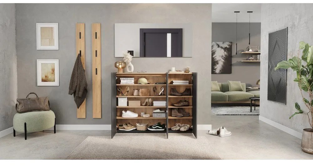 Antracytowa szafka w dekorze dębu 138x105x25 cm Libbiano – Germania