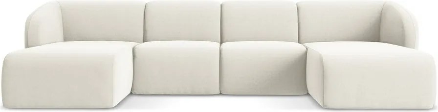 Beżowy aksamitny narożnik (w kształcie litery U) Lani – Makamii