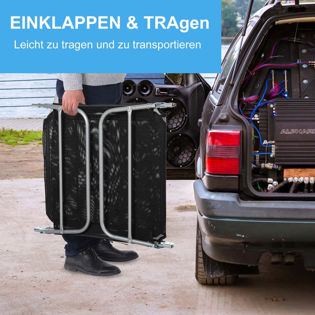 Outsunny Składany Leżak Ogrodowy Czarny Elegancja i Wygoda 182x56x28cm | Aosom PL