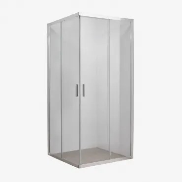 Kwadratowa Kabina Prysznicowa Z Drzwiami Przesuwnymi, Szkłem Hartowanym 6 Mm I Aluminium Brent Transparent & 100 X 100 X 195 Cm & Szczotkowana Szarość