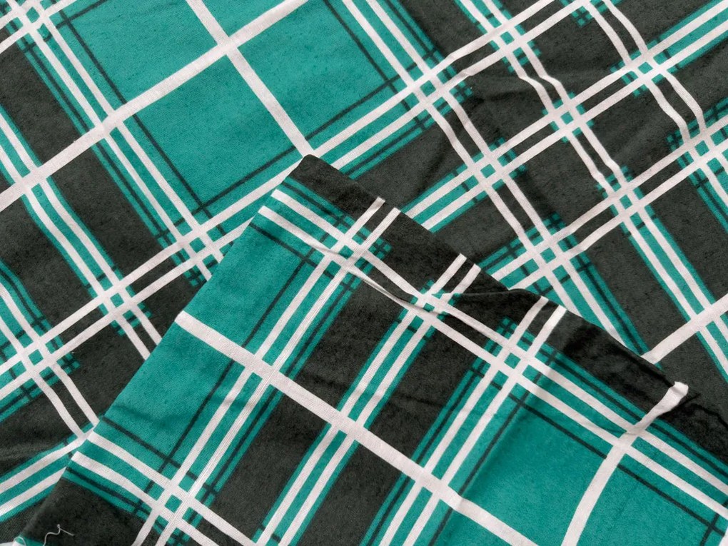 PrzytulneMieszkanie.pl PrzytulneMieszkanie.pl Flanelowa pościel KOSTKA zielona Rozmiar pościeli: 2 szt 70 x 90 cm | 200 x 220 cm