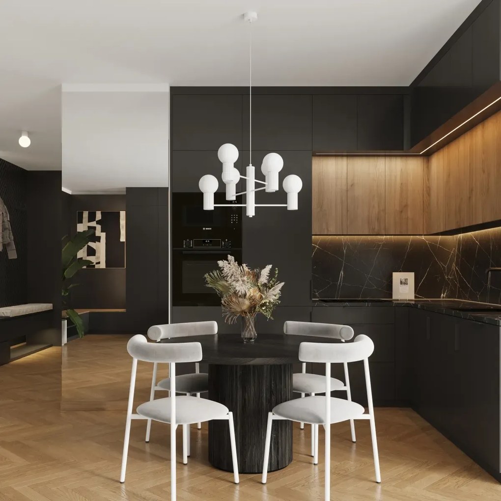 Żyrandol HALO 6 biały ryflowany SOLLUX  LIGHTING